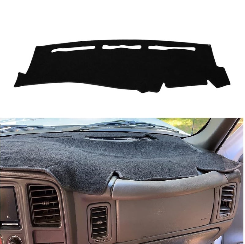 KEDAKEJI Dashboard Cover Mat Compatible with 1999-2006 Chevy Silverado/GMC Sierra,2000-2006 GMC Yukon XL/Chevy Tahoe Suburban Avalanche Dash Cover Mat Carpet Premium,Black - Image 1